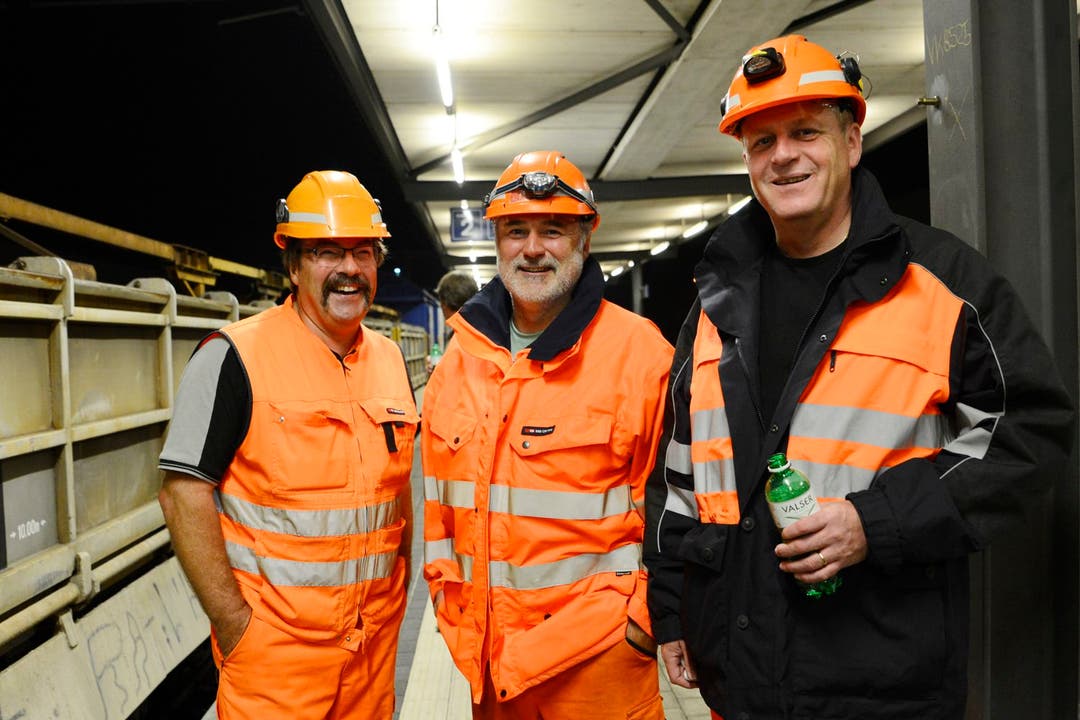 Gleisarbeiten Grenchen süd Mitarbeiter von SBB Infrastruktur (von links) Hans Bachmann, Claude Frund und Alain Ziehli