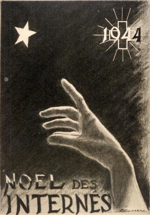 Schwarzweisses Plakat der Interniertenweihnacht 1944, 1944