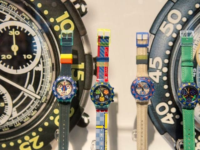 Uhren von Swatch. Die Warengruppe «Präzisionsinstrumente, Uhren und Bijouterie» gehört im Kanton Solothurn zu den Zugpferden im Export. (Archiv)