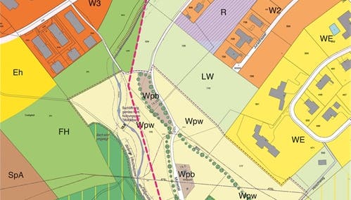 Wildparkzone (matt gelb und braun): Das Gebiet westlich der Gemeindegrenze Olten-Starrkirch-Wil (rot gestrichelt) hat die Stadt für 114000 Franken von einer Erbengemeinschaft gekauft.