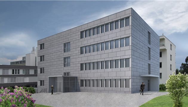 So wird der Neubau des Spitals Muri im Vollausbau aussehen; ein Stockwerk wird die Gemeinde belegen. zvg