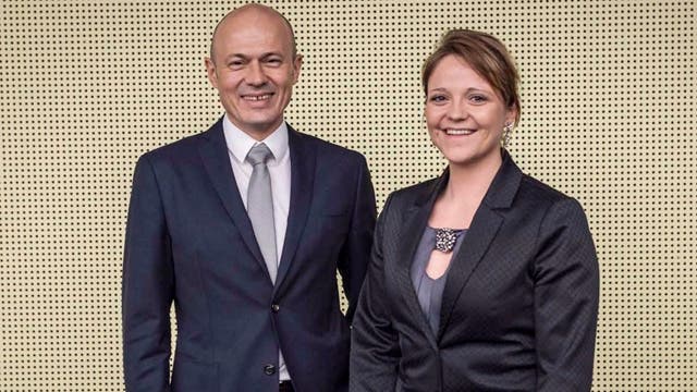 Der neue Präsident Peter Courvoisier mit Vizepräsidentin Stefanie Heimgartner.