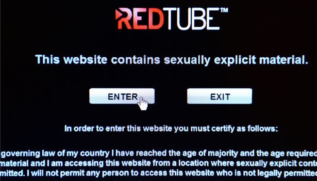 Warnung auf der Redtube-Seite vor sexuellen Inhalten.