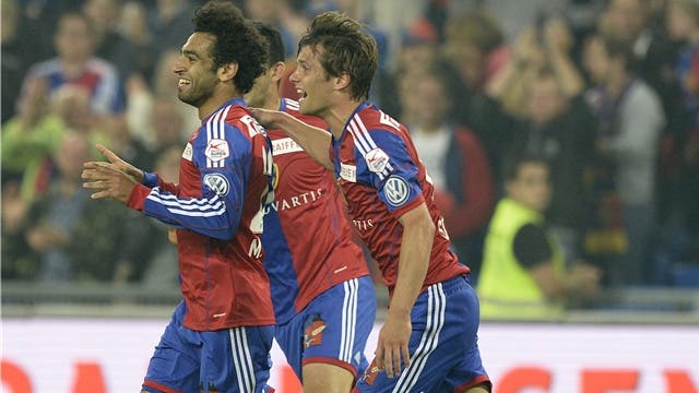 Frust und Freude lagen bei den Baslern nahe beisamen: Die Torschüter Mohamed Salah und Valentin Stocker.