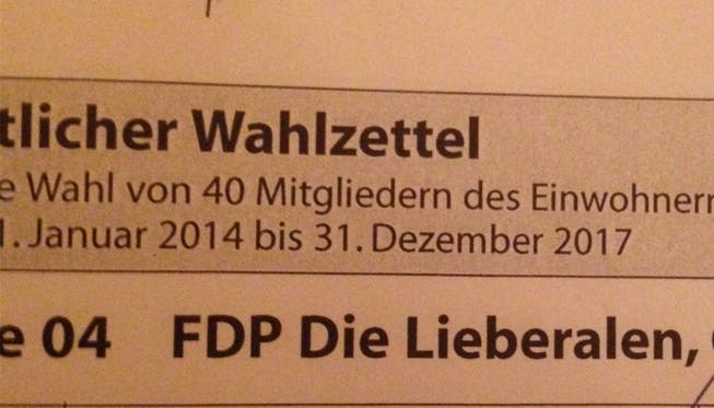 «FDP Die Lieberalen», so steht es auf dem amtlichen Wahlzettel für die Wohler Einwohnerratswahlen.ZVG