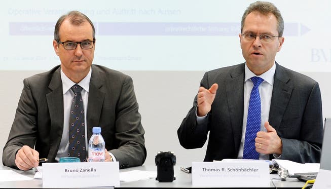 Stiftungsratspräsident Zanella (links) will nicht mehr über die 60000 Franken Lohnerhöhung von CEO Schönbächler (rechts) reden.