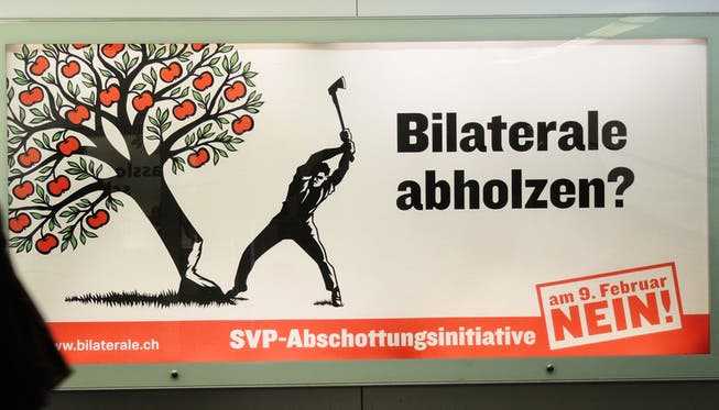 Nein-Plakat zur Masseneinwanderungsinitiative der SVP.