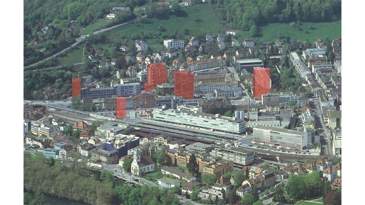 Die Hochhaus-Perimeter, wie sie gemäss Hochhauskonzept in der Bau- und Nutzungsordnung aufgenommen werden sollen. Innenstadtzone (geplantes Krismer-Hochhaus rechts, Südhaus links).