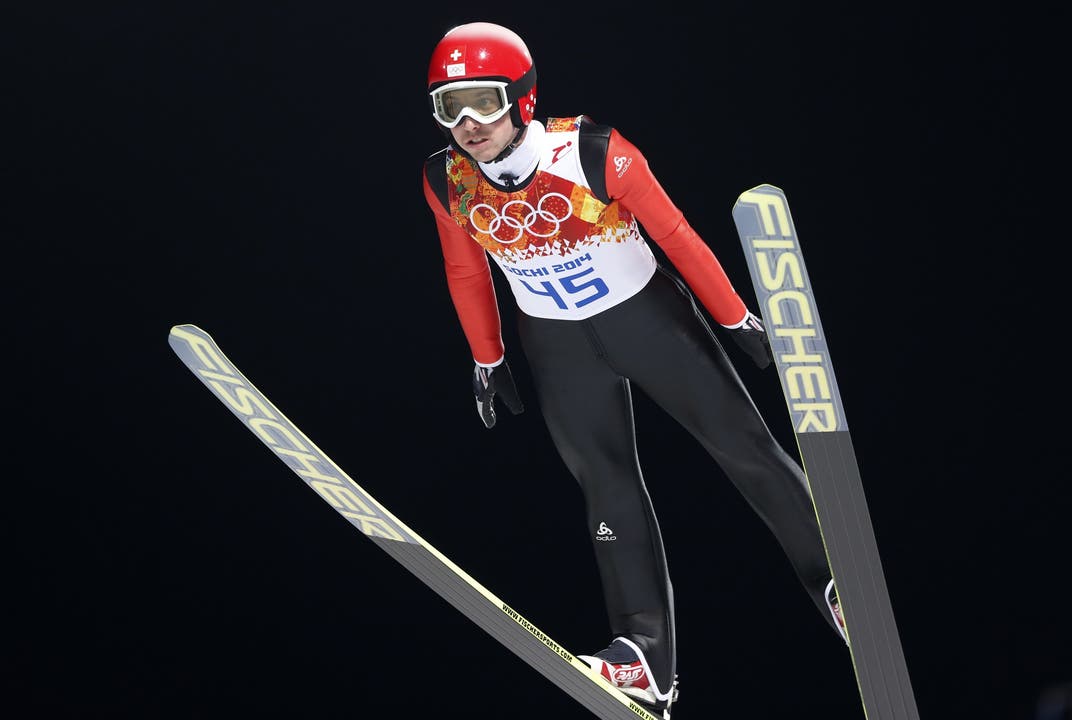 Simon Ammann auf der Normalschanze in Sotschi
