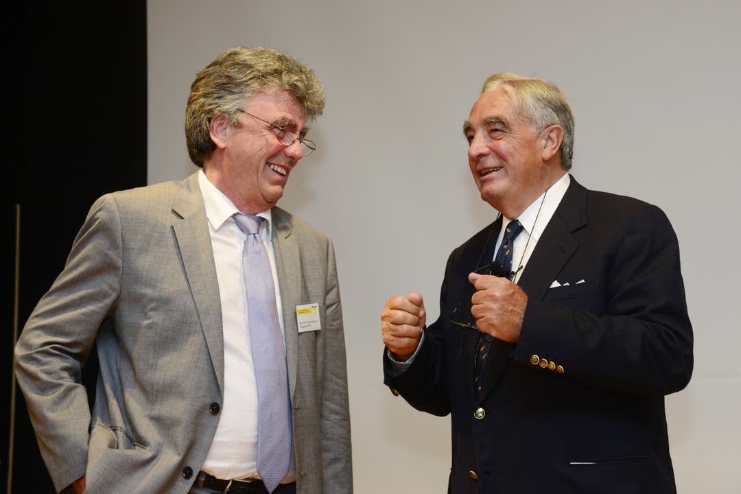Patrick Aebischer, Präsident der EPFL, und Moritz Suter