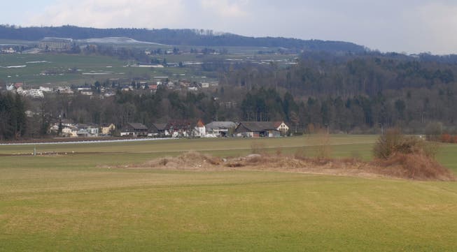 Blick über das Rekultivierungsgebiet Aegerte in Richtung Ortsteil Oberhalte, wo die Kiesgrube entsteht.