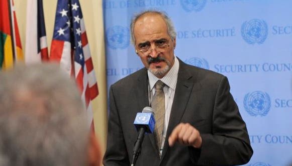 Syriens UNO-Botschafter spricht in New York zu den Medien