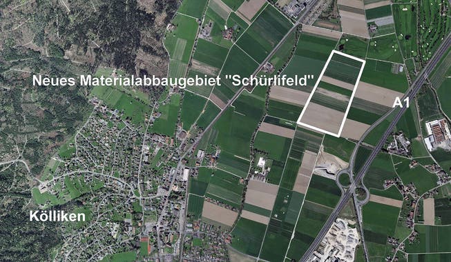 Im Schürlifeld in Kölliken soll Kies abgebaut werden. Kanton Aargau