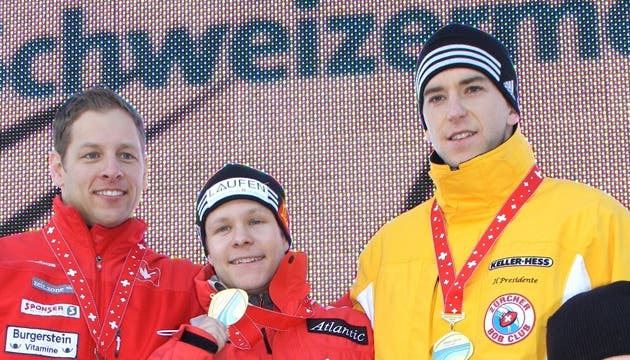 Das Siegertreppchen: Silbermedaillengewinner Pascal Oswald, Schweizer Meister Lukas Kummer und Michael Höfer (von links). Foto: ZVG