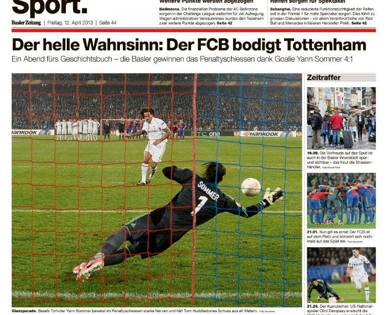 Die Schweizer Presseschau Die «Basler Zeitung» ist begeistert: «Der helle Wahnsinn: Der FCB bodigt Tottenham»