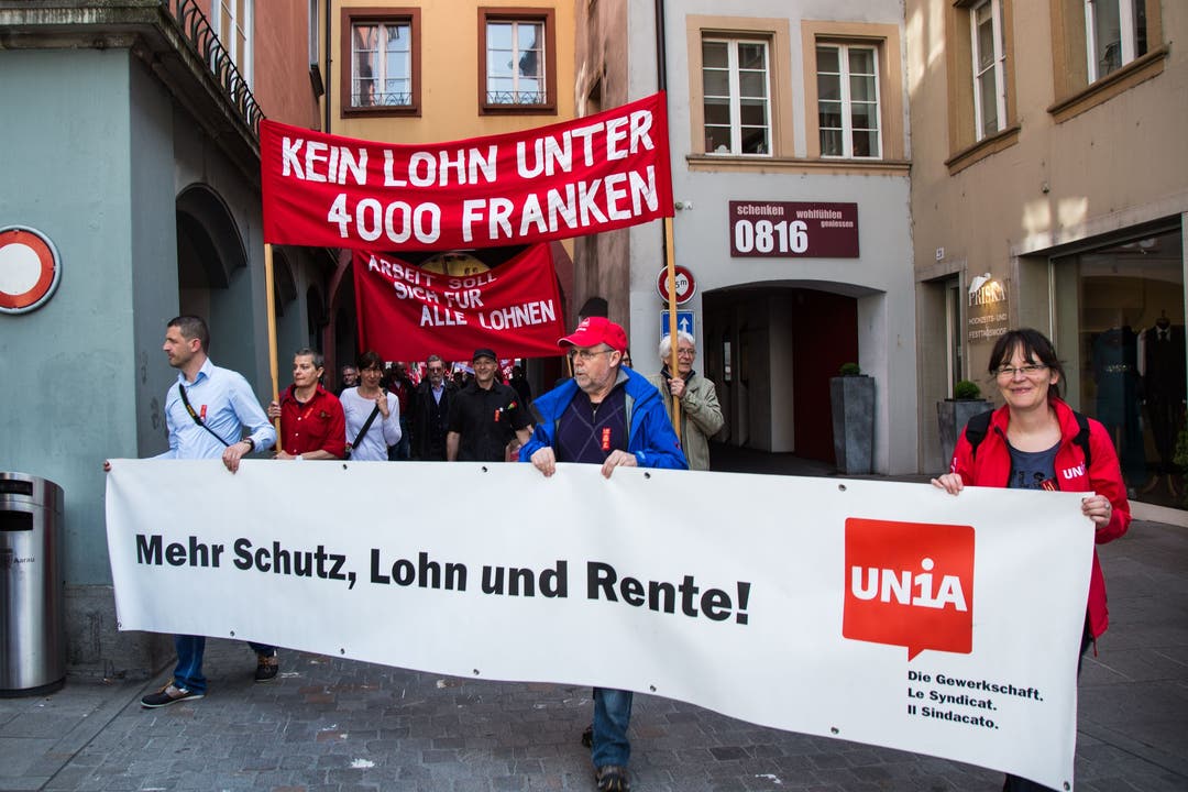 Der Mindestlohn war zentrales Thema bei der 1.-Mai-Feier in Aarau