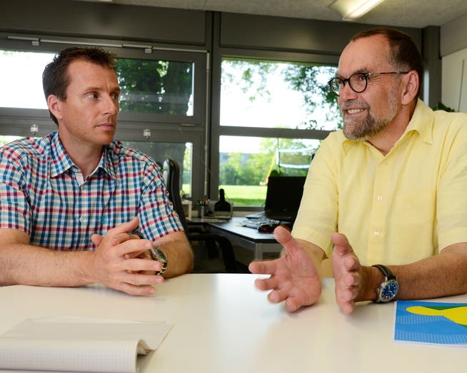 Sie leiteten in den letzten Jahren das Untergymnasium an der Kanti Solothurn (v.l.): Dominik Vögeli (Konrektor seit 2007, jetzt Konrektor der Sek P) und Peter Berger (Prorektor von 2002 bis 2007).
