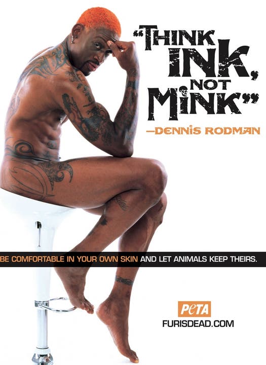 Rodman auf einer Kampagne für die Tierschutz-Organisation Peta.