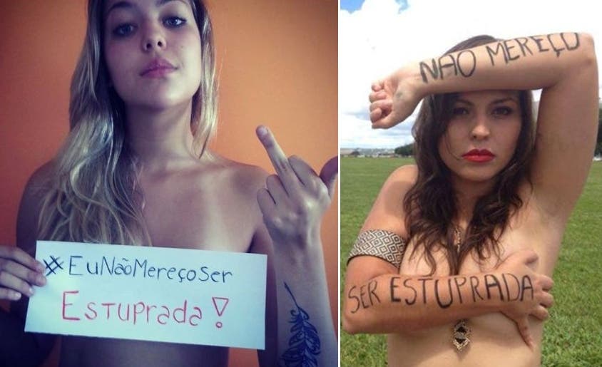 Nackter Protest der Brasilianerinnen gegen das Denken vieler Männer, die meinen, Frauen seien selber schuld, wenn sie vergewaltigt werden
