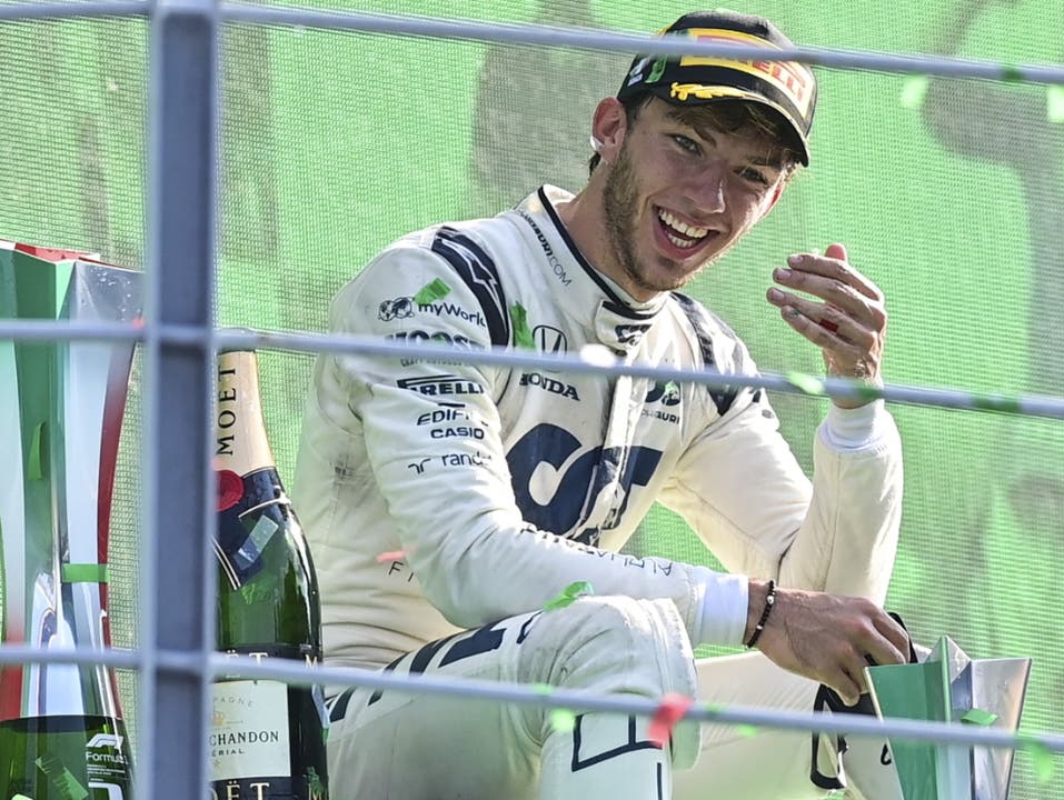 Freude pur: Pierre Gasly nach seinem Überraschungssieg in Monza