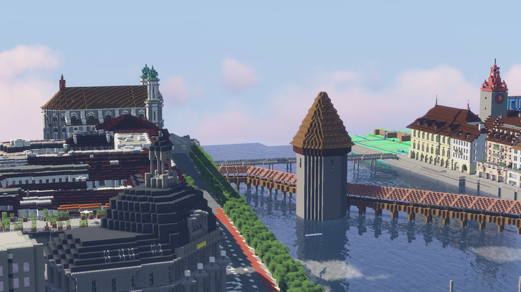 Verpixelte Stadt: So sieht Luzern im Videospiel «Minecraft» aus