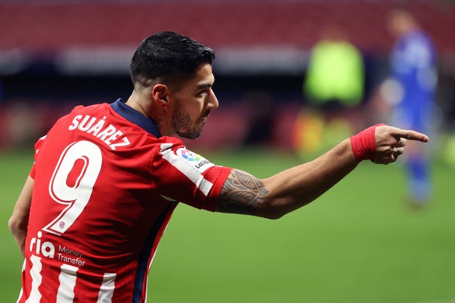 Mann des Spiels: Luis Suarez sorgt für den späten Sieg von Atlético Madrid.