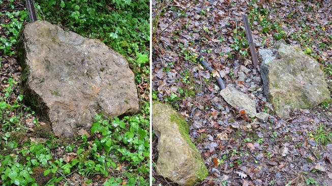 Zerstörte Gesteinsplatte in Ehrendingen