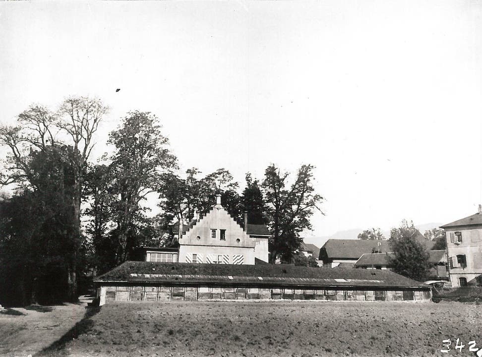 Ritterquai 17: Das ehemalige Schützenhaus mit dem Schützenstand auf der Ostseite um 1916