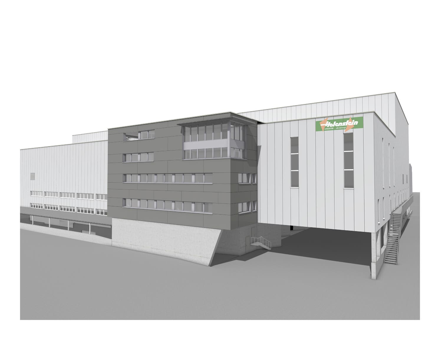 So soll das neue Logistik Gebäude der Holenstein AG am Standort Schwarzenbach dereinst aussehen. 