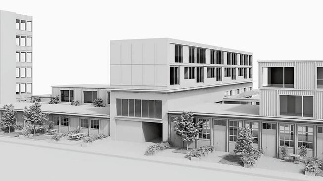 Die Visualisierung zeigt, wie sich das Rütschi-Areal dereinst präsentieren kann: Das bestehende Fabrikgebäude, so der Plan, wird mit Aufbauten erweitert.