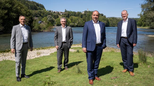 Von links: Jean-Pierre Gallati, Alex Hürzeler, Markus Dieth und Stephan Attiger würden gern zusammen weiter regieren.