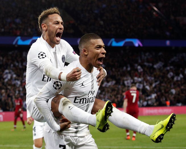 Wollen endlich den Titel in der Champions League: die Pariser Superstars Neymar (links) und Kylian Mbappé.