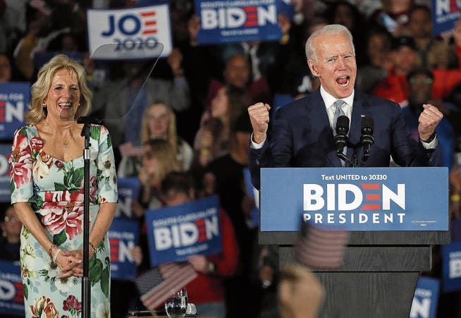 Präsidentschaftskandidat Joe Biden bei einem seiner letzten Auftritte vor der Coronakrise.