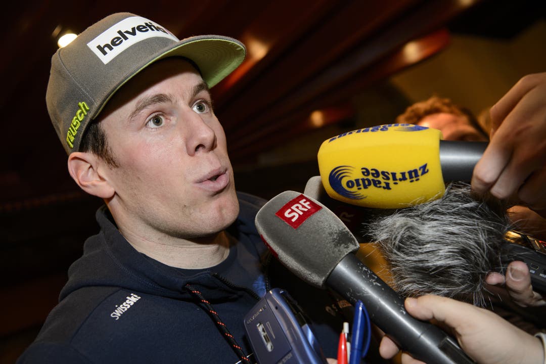 Gisin gibt ein Interview am FIS Weltcup am Lauberhorn im Januar 2016.