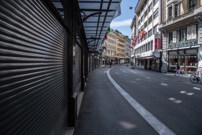 Geschlossene Läden in der Stadt Luzern während des Lockdowns im April.