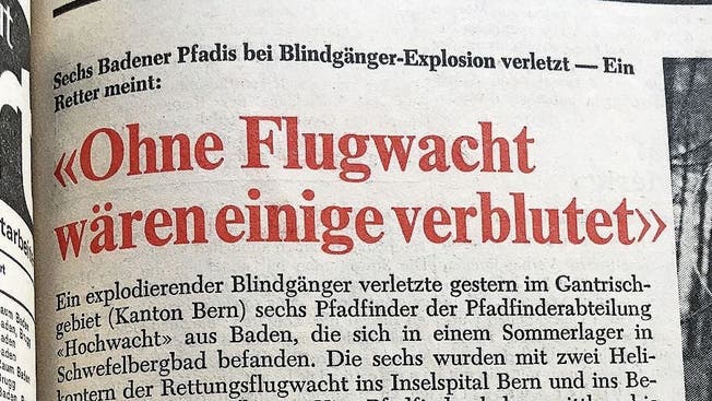 Die Frontseite des «Badener Tagblatts» vom 31.7.1970.