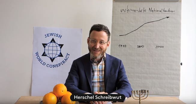 Autor Thomas Meyer in seinem «Bekennervideo» - in dem er als «Agent» Herschel Schreibwut seine Mission erklärt. (Screenshot: youtube)