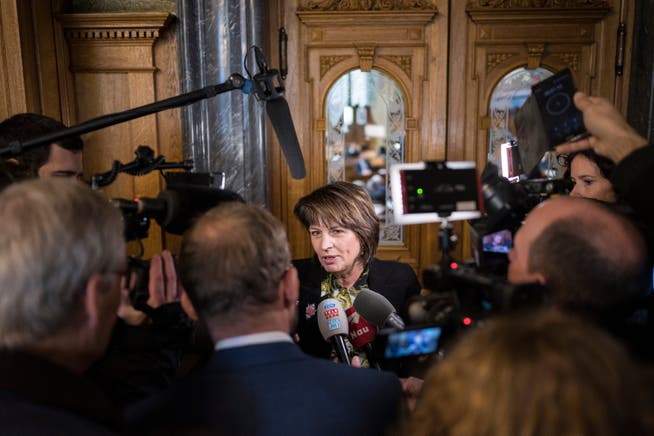 Doris Leuthard nach ihrem letzten Auftritt als Bundesrätin im Nationalrat am Dienstag, 11. Dezember 2018 in Bern.