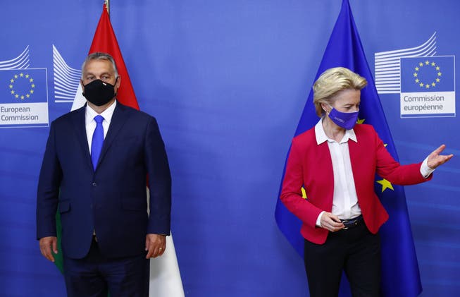 Frostige Stimmung: Ungarns Ministerpräsident Viktor Orban (l) und EU-Kommissionspräsidentin Ursula von der Leyen.
