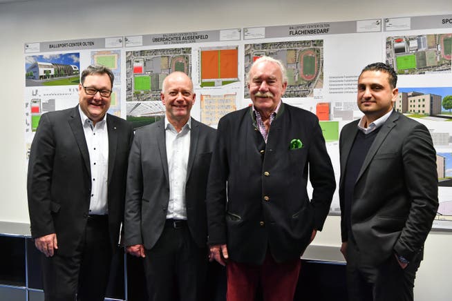 Stadtpräsident Martin Wey (Mitte) unterstützt das Projekt von Marc Thommen (l.) und Massimo Hauswirth (r.). (Archivbild)