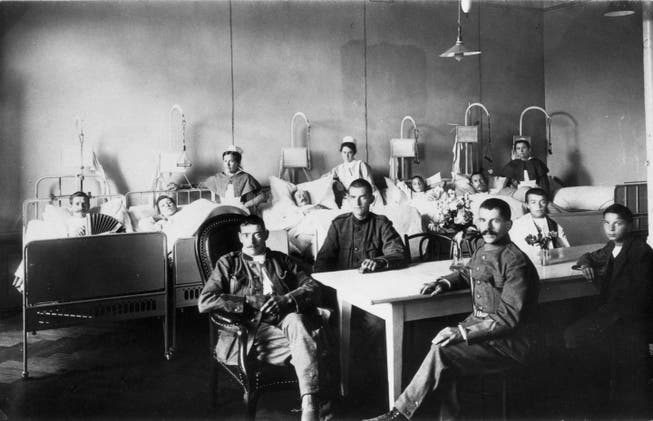 Opfer der spanischen Grippe 1918.