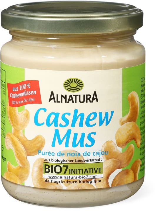 Cashew-Mus Alnatura «Endlich nicht süss, eine Wohltat. Und doch nicht zu nussig. Ohne sonstige Zutaten – aber auch der teuerste Brotaufstrich.» 2599 kj, 6 g Zucker, 100% Cashewnüsse (3.28 Fr)