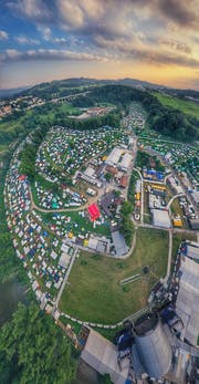 Das Open Air St.Gallen von oben. (Bild: Chris Oswald/www.chrispix.ch - 28. Juni 2019)