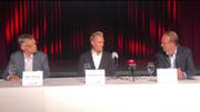 CH Media-Präsident Peter Wanner, 3 Plus-Gründer Dominik Kaiser und CH Media-CEO Axel Wüstmann. (Bild: CH Media)