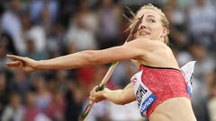 Sieht gefährlich aus, Géraldine Ruckstuhl hat aber beim Speerwurf alles im Griff. Die Siebenkämpferin startet heute in ihr WM-Abenteuer. (Bild: Keystone)