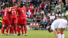 So kann es durchaus weitergehen. Die Schweiz führt zur Pause mit 3:0 gegen Gibraltar. (Bild: Keystone)