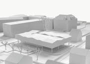 Der geplante Kindergartenneubau in der Mitte, dahinter die übrigen Schulanlagen. (Bilder: Visualisierung: Durrer Architekten Luzern)