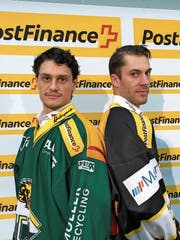Topskorer unter sich: Thurgaus Cody Wydo (links) und Ajoies Philip-Michael Devos stehen sich im Playoff-Viertelfinal gegenüber. (Bild: Matthias Hafen)