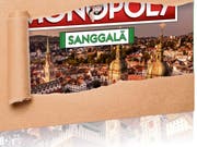 Gerade richtig zum Weihnachtsgeschäft erscheint Ende November die regionalisierte Stadtsanktgaller Monopoly-Version. Das Pressebild lässt erahnen, wie das Bild auf der Schachtel des Spiels aussehen wird. (Bild: PD)