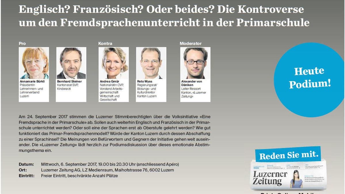 ABSTIMMUNG: Ab 19 Uhr im Livestream: das grosse Fremdsprachen-Podium | Luzerner Zeitung